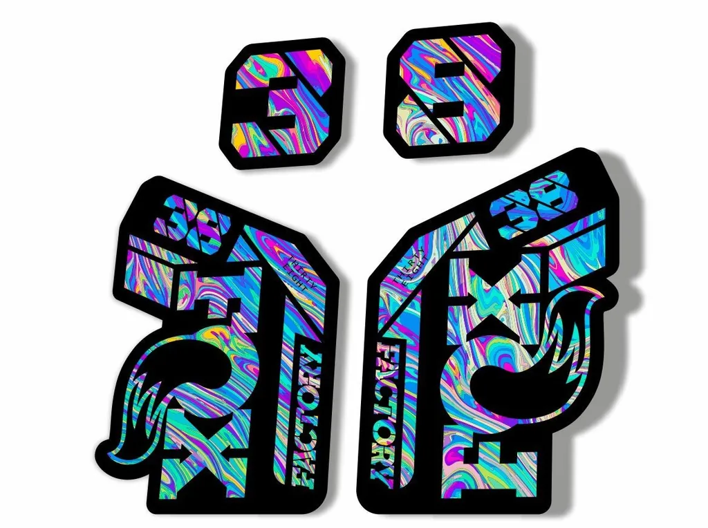 FOX 38 2021 Factory Forks Suspension Decals Sticker Set Adhesive Oil Slick 1