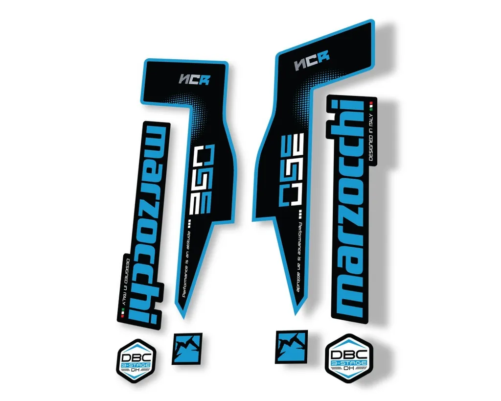 Marzocchi 350 NCR 2018 Fork Suspension Sticker Decal Adhesive Kit Blue