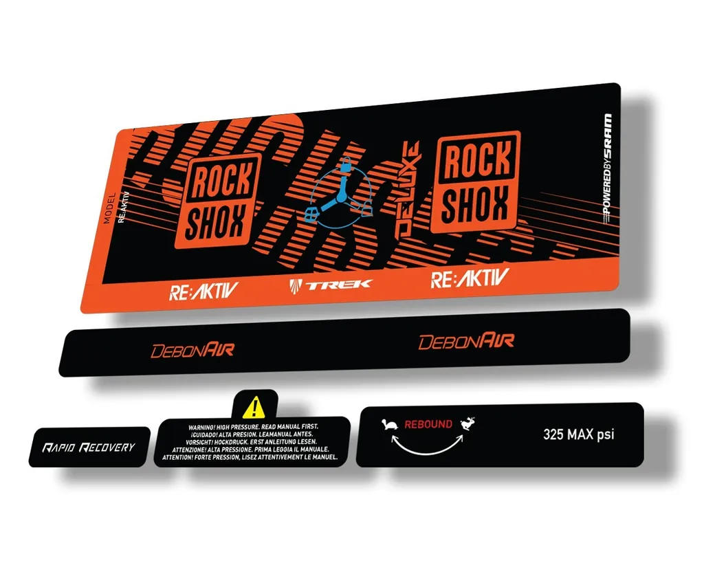 Rock Shox Deluxe RT3 RE AKTIV 2020 Rear Shock Decal Sticker Set Orange