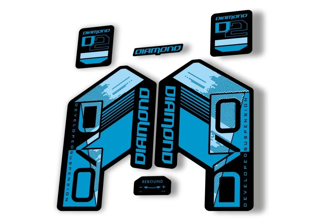 DVO Diamond D2 2020 Fork Suspension Sticker Decal Kit Adhesive Blue