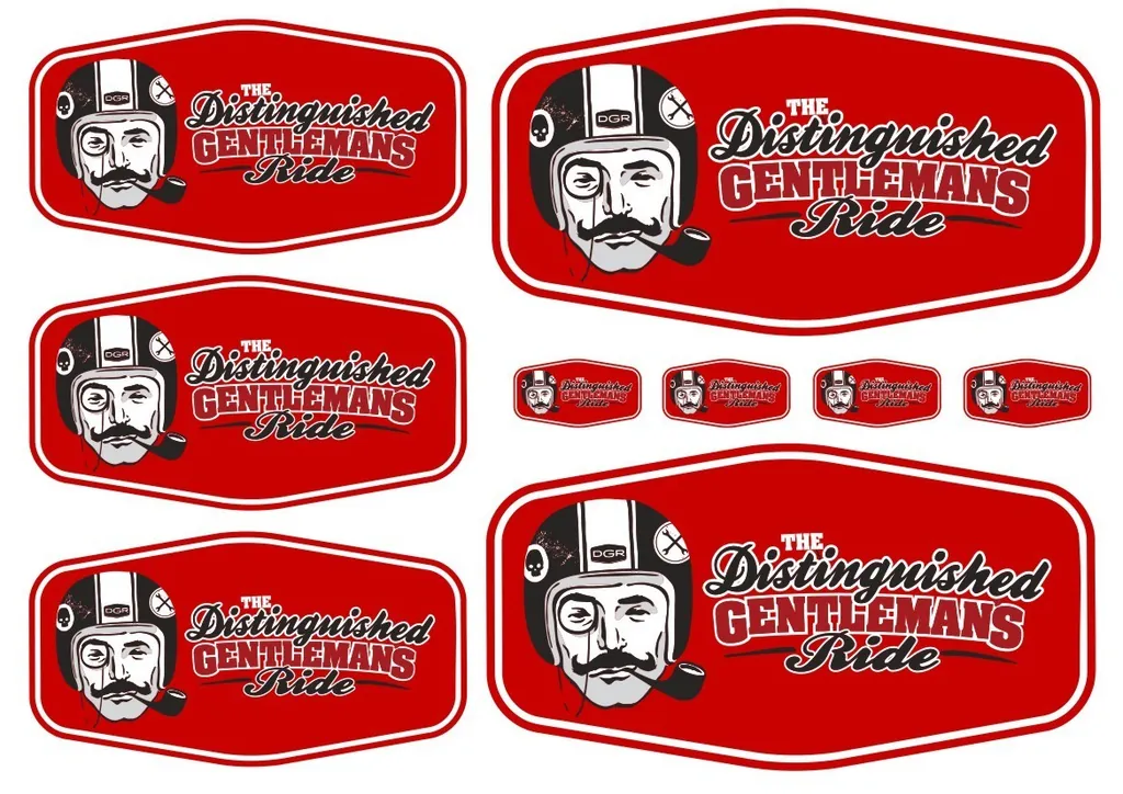 Distinguished GENTLEMANS Ride Decal Sheet Sticker Graphic Set Logo Adhesive Red