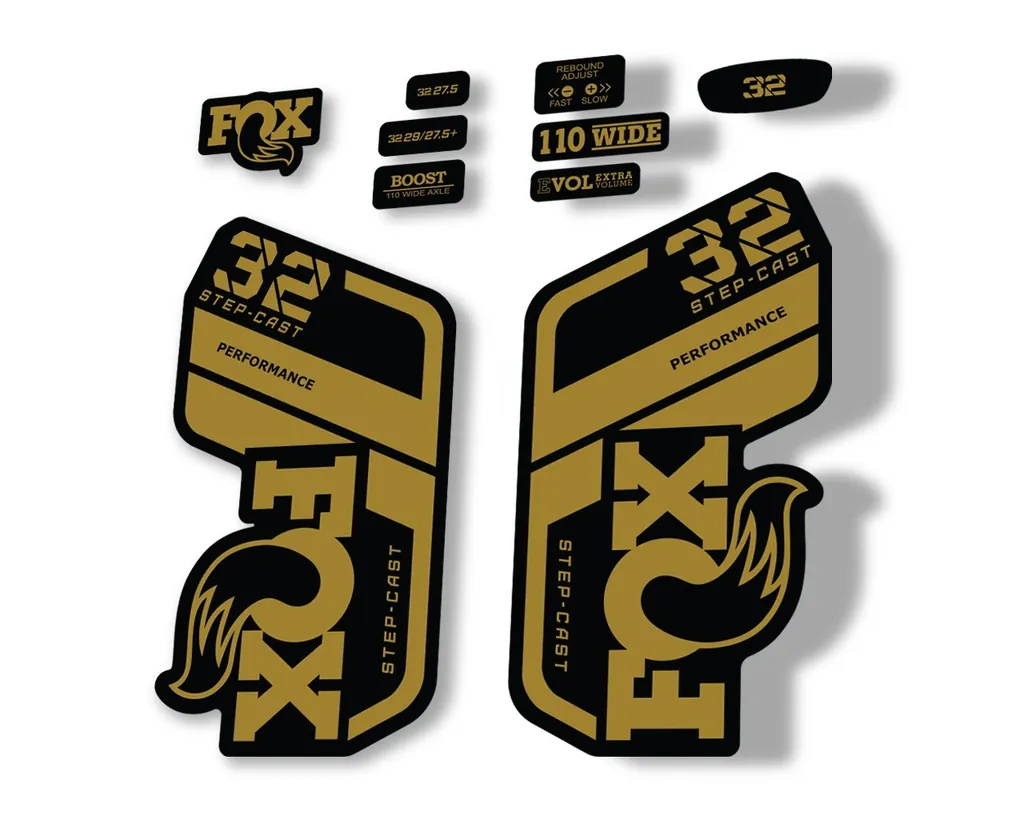 FOX 32 Step Cast Perf. 2021 Factory Fork Decals Suspension Sticker Gold