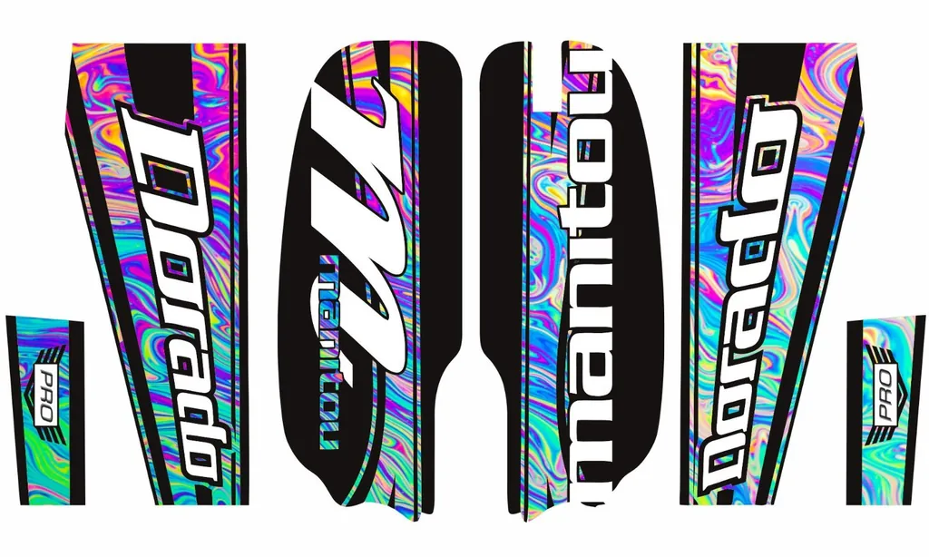 Manitou Dorado Pro Fork Suspension Graphic Decal Kit Sticker Set Oil Slick 1