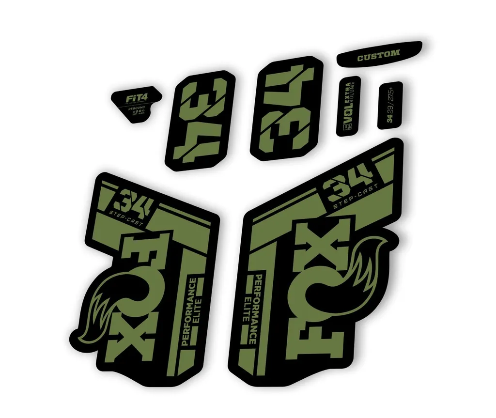 FOX 34 Step Cast Elite 2021 Factory Fork Decals Suspension Sticker Olive