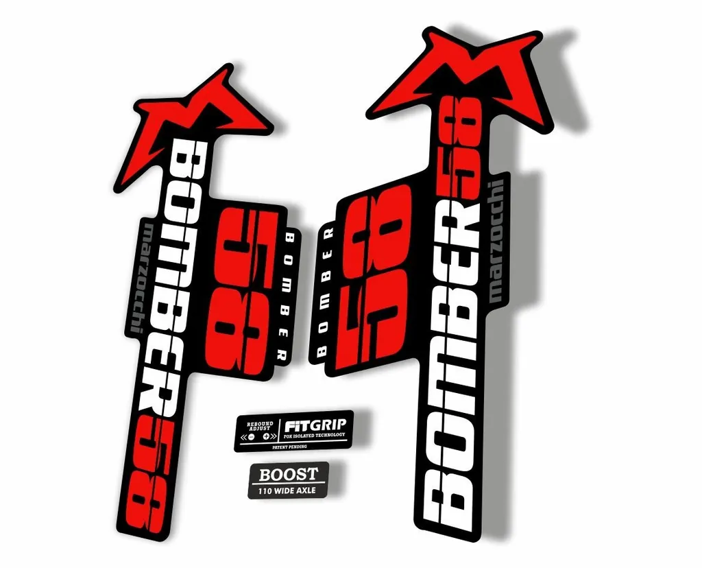 Marzocchi Bomber 58 2018 Fork Suspension Sticker Decal Kit Adhesive Red White