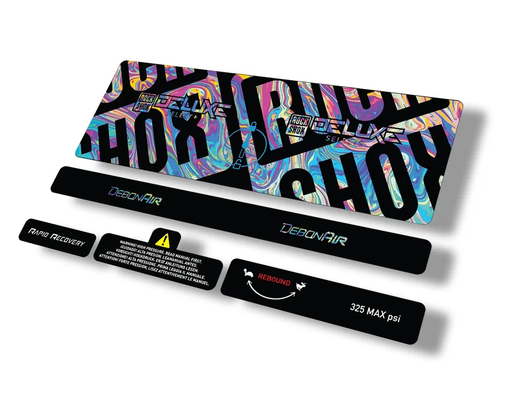 Rock Shox 2021 Deluxe Select Plus Rear Shock Decal Sticker Set Oil Slick 1