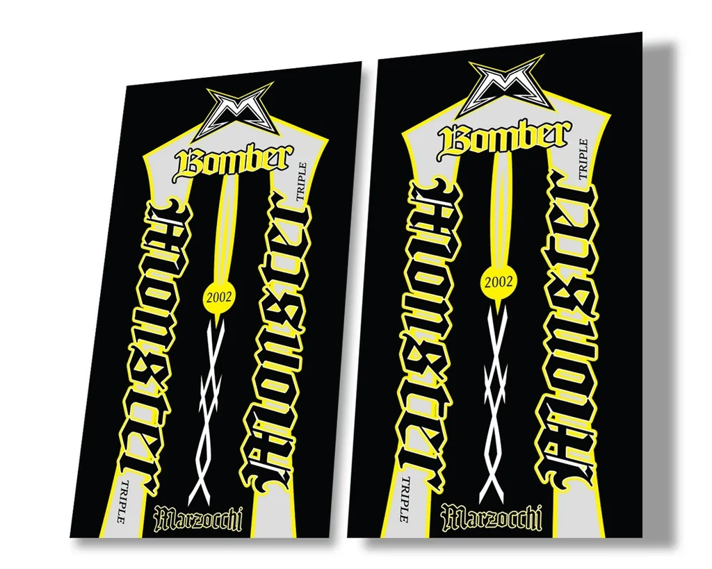 Marzocchi Bomber Monster 2002 Suspension Decal Kit Sticker Adhesive Yellow
