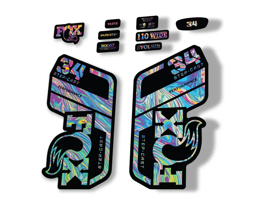 FOX 34 Performance SC 2021 Forks Suspension Factory Decal Sticker Oil Slick1