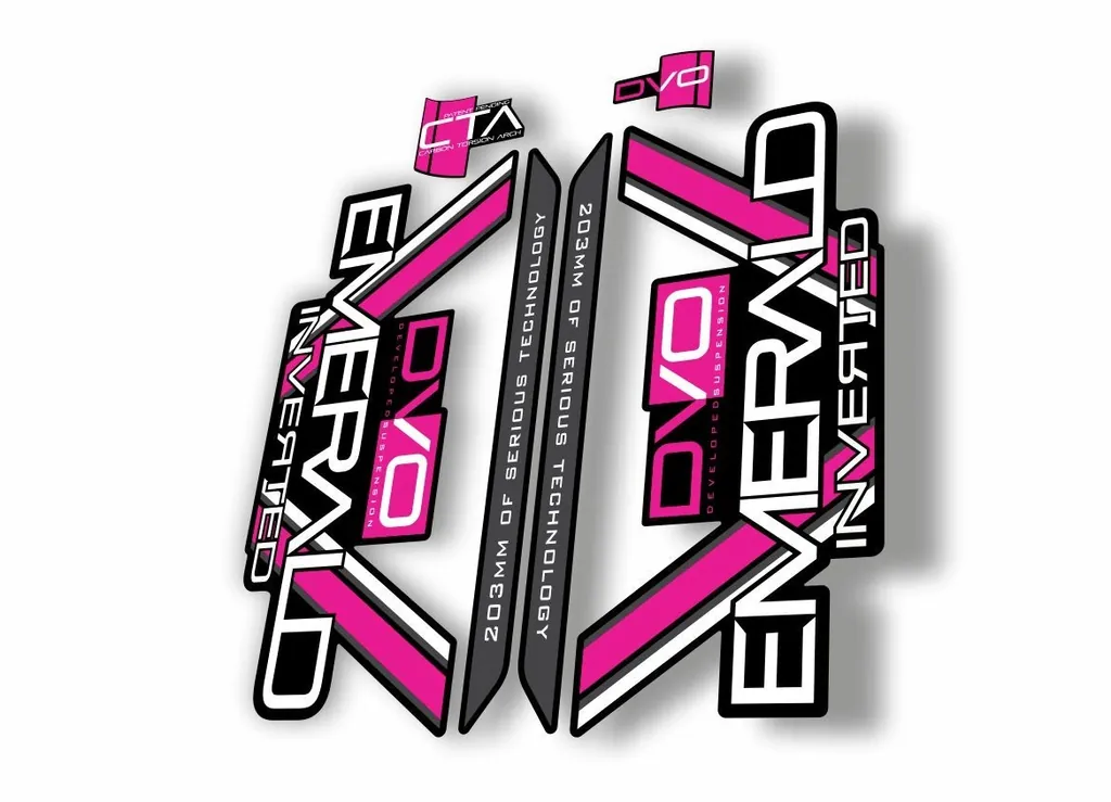 DVO 2016 EMERALD 27.5 - 29 Fork Suspension Sticker Decal Kit Adhesive Pink