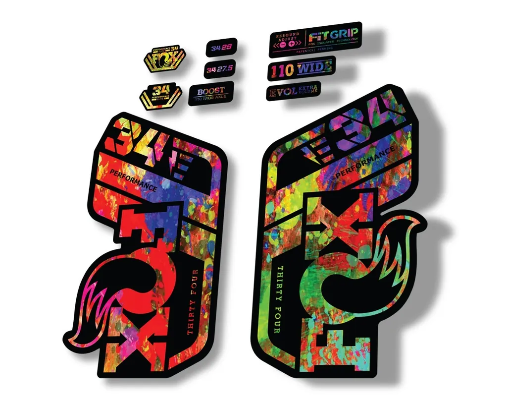 FOX 34 Performance E Bike 2021 Factory Fork Decals Suspension Sticker Oil Slick