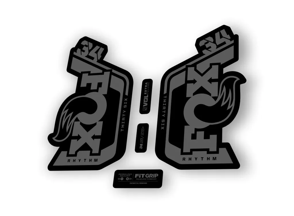 Fox 34 Rhythm 2024 Fork Suspension Factory Decal Sticker Adhesive Gray