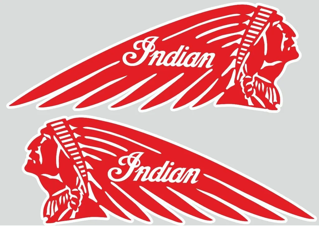 INDIAN WAR BONNET MOTORCYLES Vinyl Decal Adhesive Sticker 11"x4" Red 2 Pcs