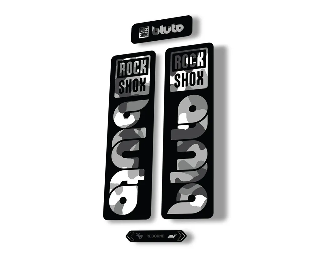 Rock Shox BLUTO 2021 Mountain Bike Cycling Decal Kit Sticker Adhesive White Camo