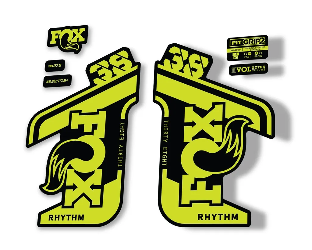 FOX 38 RHYTHM 2021 Fork Suspension Factory Sticker MTB Decal Adhesive Lime Green