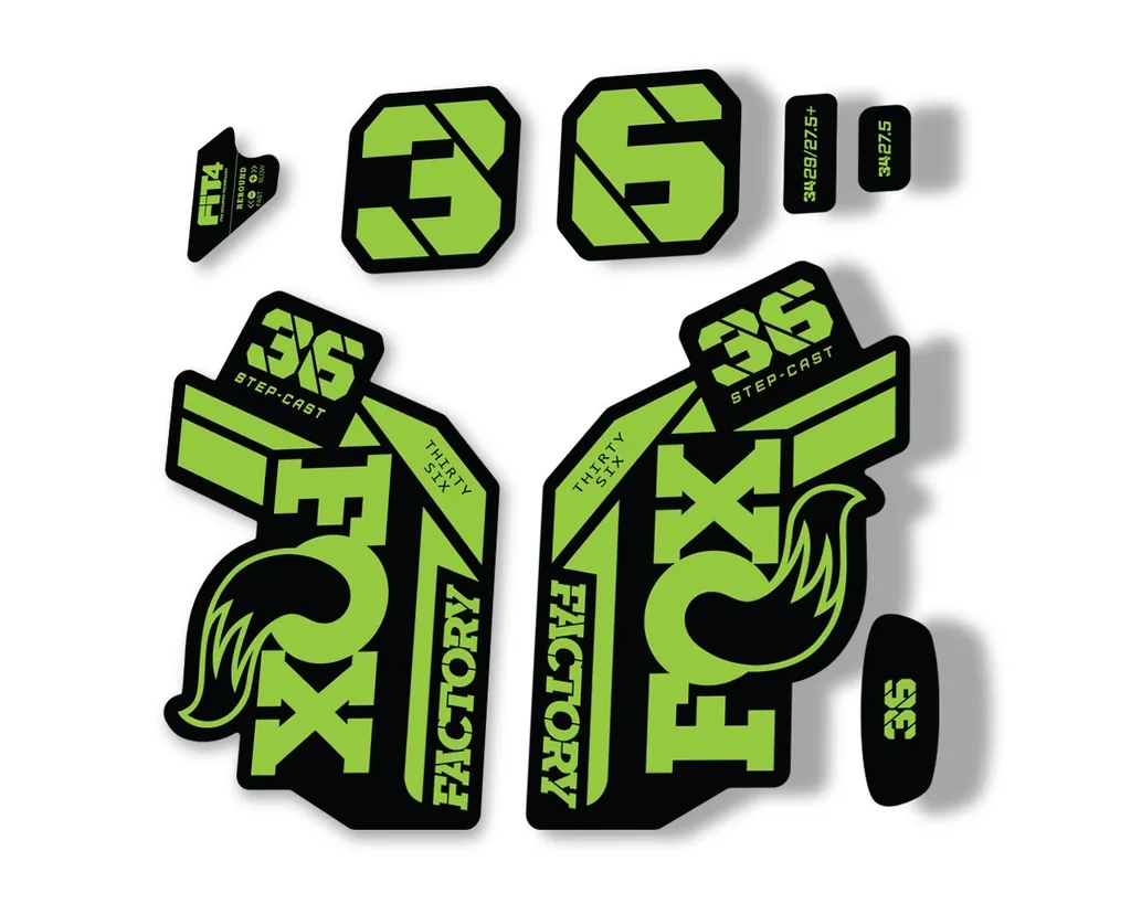 FOX 36 Step Cast SC 2021 Factory Fork Decals Suspension Sticker Adhesive Green