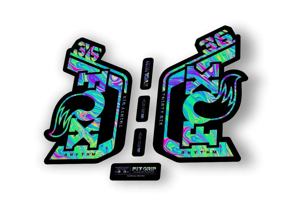 Fox 36 Rhythm 2024 Fork Suspension Factory Decal Sticker Adhesive Oil Slick 1