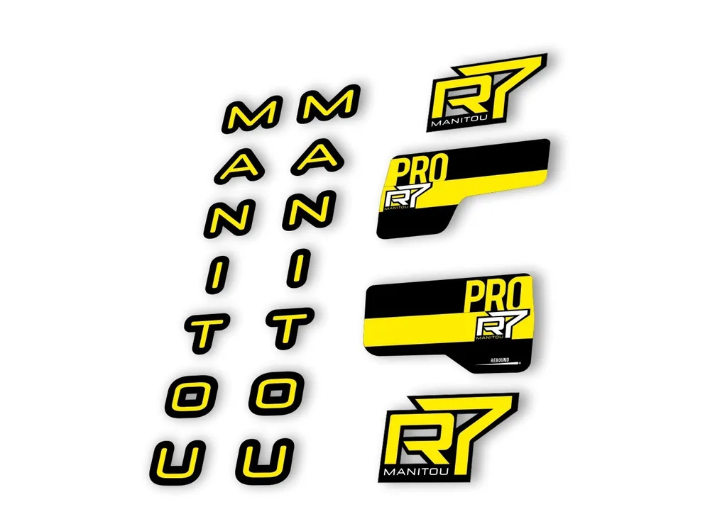 Manitou R7 Pro 2020 Fork Suspension Decal Kit Sticker Set Yellow