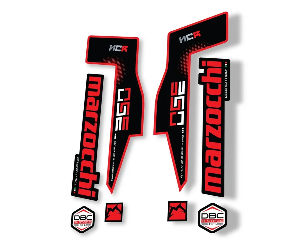 Marzocchi 350 NCR 2018 Fork Suspension Sticker Decal Adhesive Kit Red