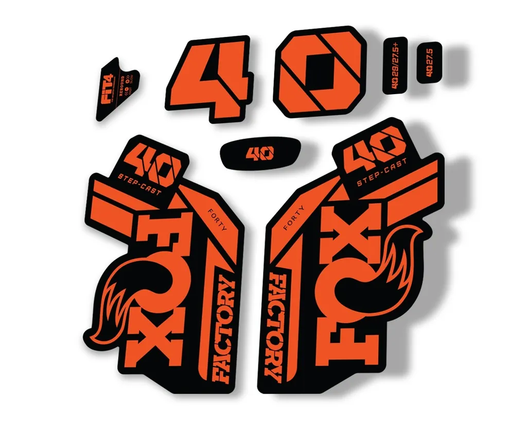 FOX 40 Step Cast SC 2021 Factory Fork Decals Suspension Sticker Adhesive Orange