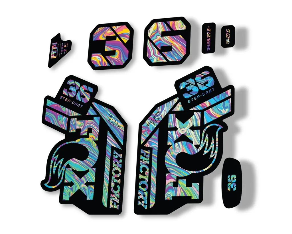 FOX 36 Step Cast SC 2021 Factory Fork Decals Suspension Sticker Oil Slick 1