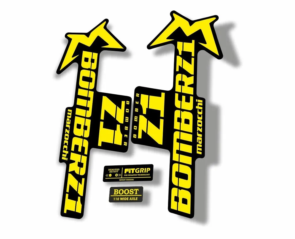 Marzocchi Bomber Z1 2018 Fork Suspension Sticker Decal Kit Adhesive Yellow