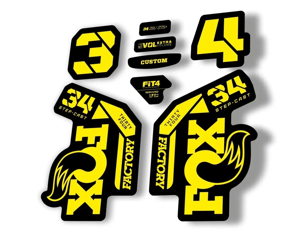 FOX 34 Step Cast SC 2023 Factory Fork Decals Suspension Sticker Yellow