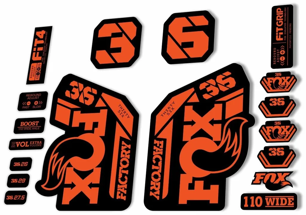FOX 36 Fork Decal Sticker Set 2021 Factory MTB Suspension Graphics – Orange
