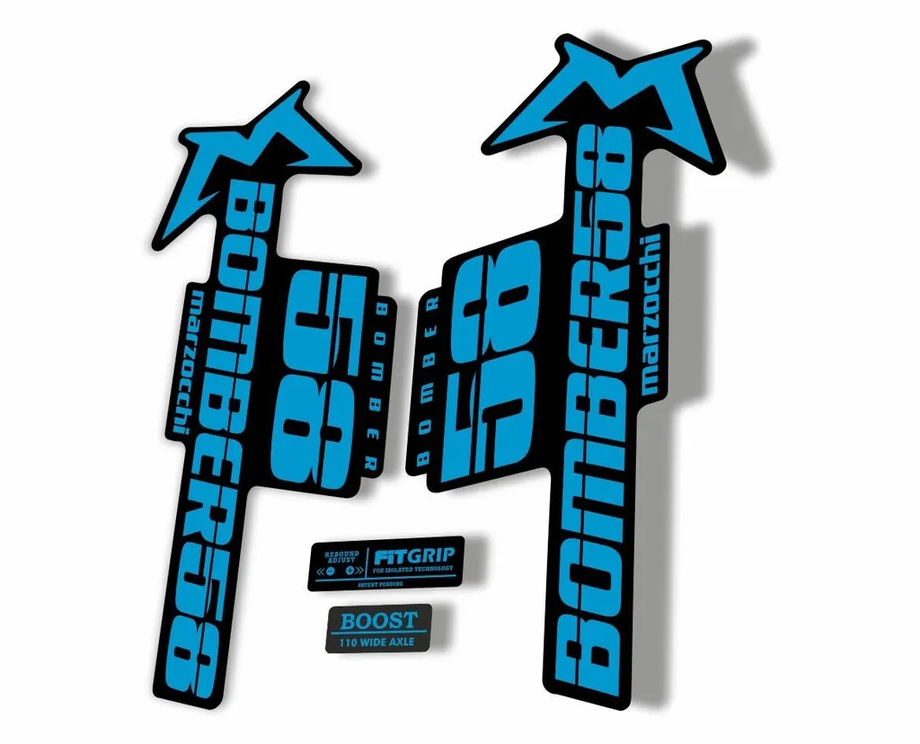 Marzocchi Bomber 58 2018 Fork Suspension Sticker Decal Kit Adhesive Blue