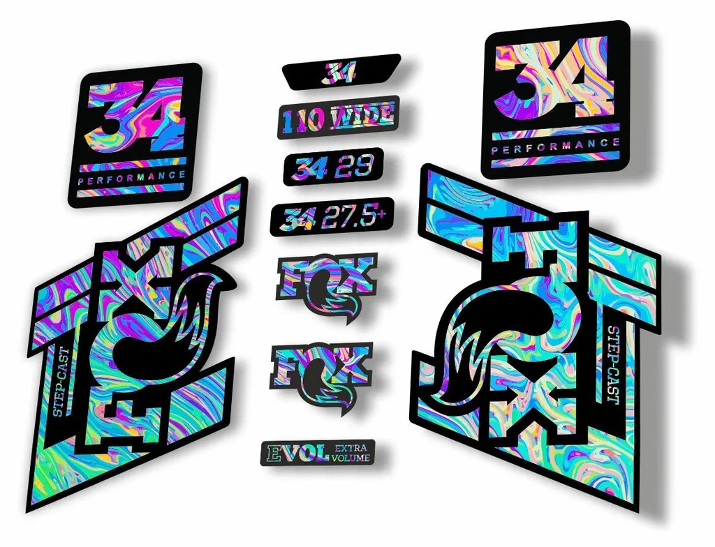 FOX 34 Step Cast SC 2020 Fork Suspension Factory Decal Sticker Set Oil Slick 1