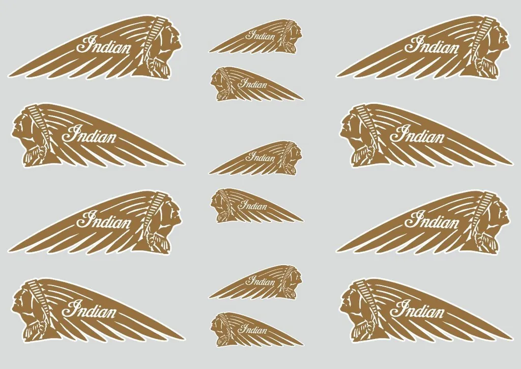 INDIAN WAR BONNET Motorcycles Vinyl Decal Adhesive Helmet Sticker Gold 14Pcs