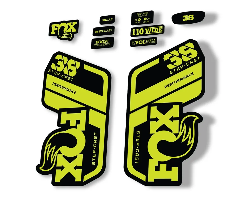 FOX 38 Step Cast SC 2021 Performance Fork Decals Suspension Sticker Lime Green