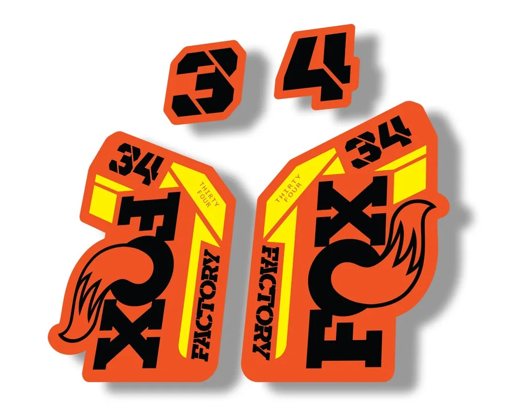 FOX 34 2021 Factory Forks Suspension Decal Sticker Orange Black Yellow