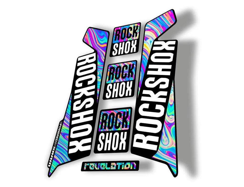 Rock Shox REVELATION 2016 Mountain Bike Cycling Decal Kit Sticker Oil Slick 1