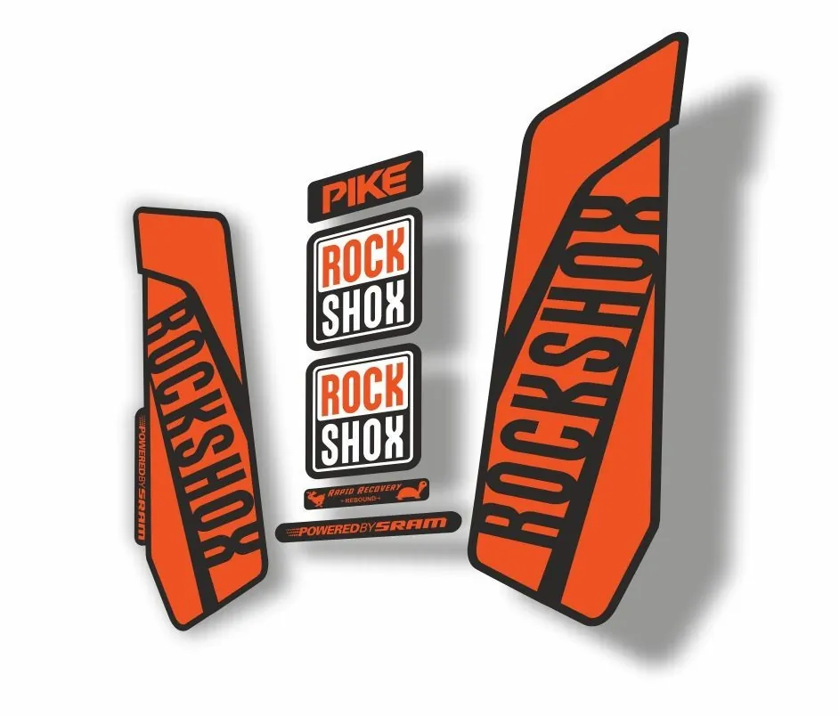 Rock Shox Pike 2016 Mountain Bike Cycling Decal Kit Sticker Adhesive Orange
