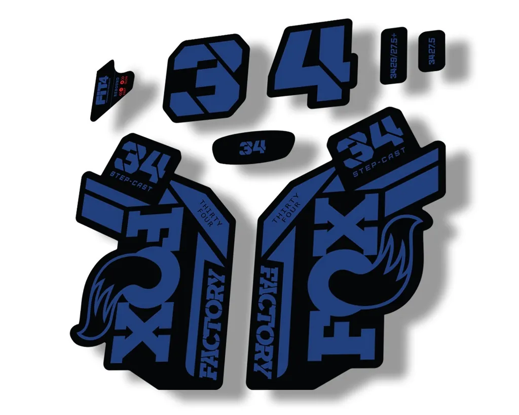 FOX 34 Step Cast SC 2021 Factory Fork Decals Suspension Sticker Adhesive D. Blue