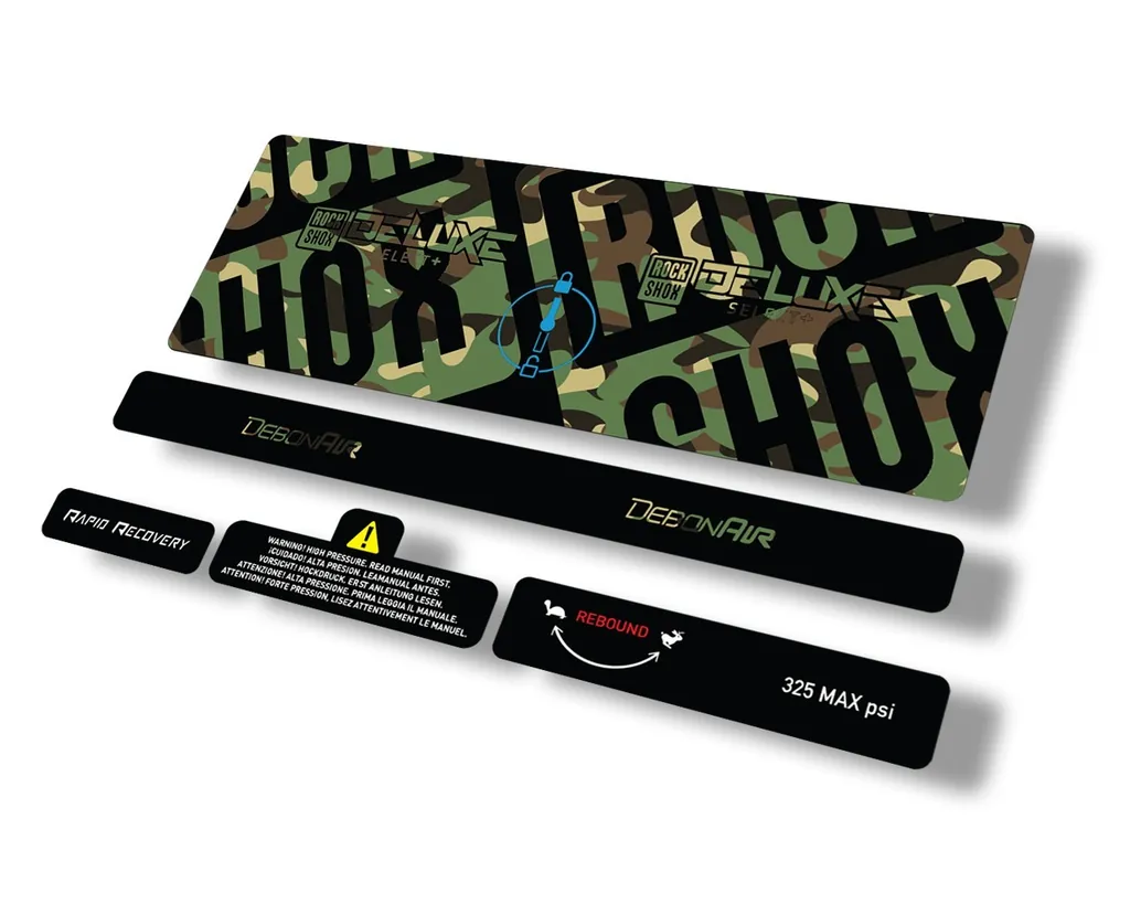 Rock Shox 2021 Deluxe Select Plus Rear Shock Decal Sticker Adhesive Set Camo