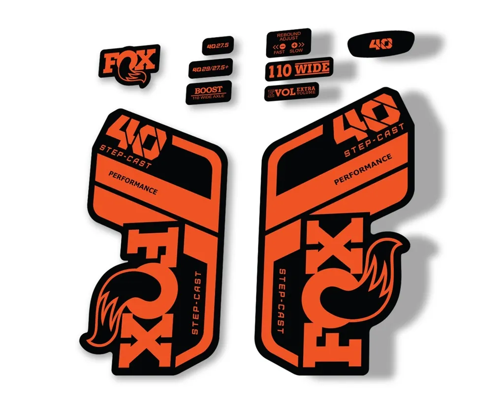 FOX 40 Step Cast SC 2021 Performance Fork Decals Suspension Sticker Orange
