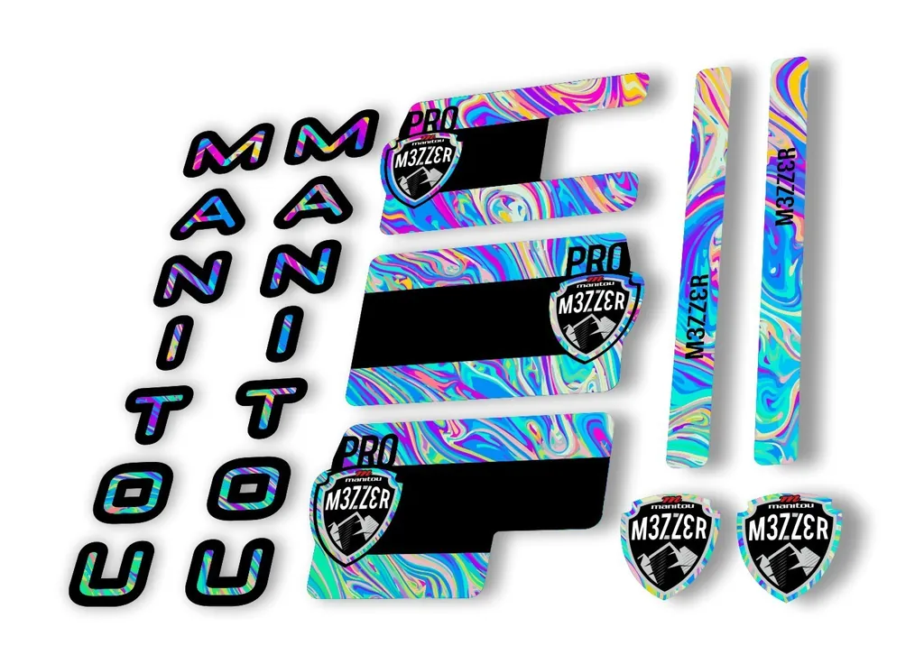 Manitou Mezzer Pro 2020 Fork Suspension Decal Kit Sticker Set Oil Slick 1
