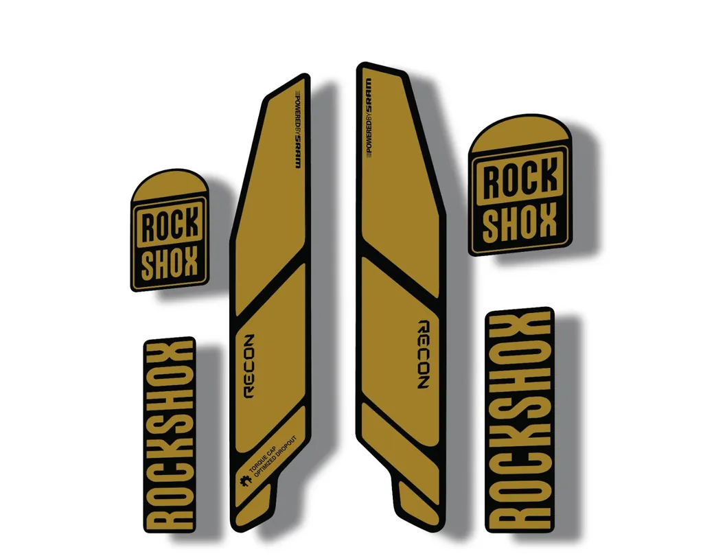 Rock Shox RECON 2014 Mountain Bike Cycling Decal Kit Sticker Adhesive Gold