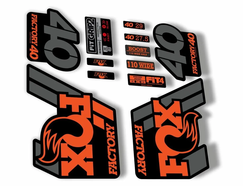 FOX 40 Float 2018-19 Forks Suspension Factory Decals Sticker Adhesiv Gray Orange
