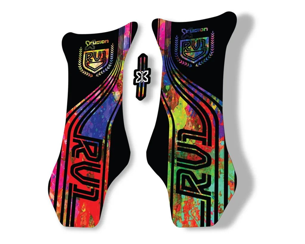 X Fusion RV1 2018 Front Shock Suspension Sticker Factory Decal Oil Slick
