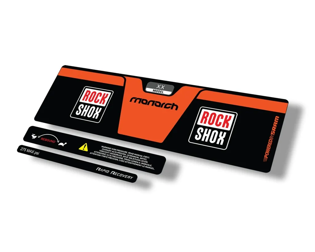 Rock Shox 2014 Monarch XX Rear Shock Decal Sticker Adhesive Set Orange