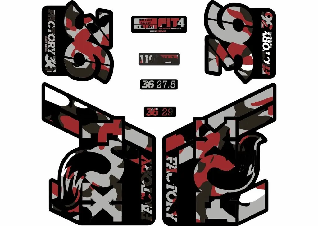 FOX 36 Float 2018-19 Forks Suspension Factory Decals Sticker Adhesive Red Camo
