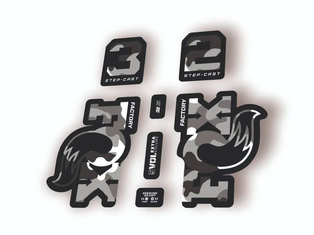 Fox 32 Step Cast 2025 Fork Suspension Factory Decal Sticker Adhesive White Camo
