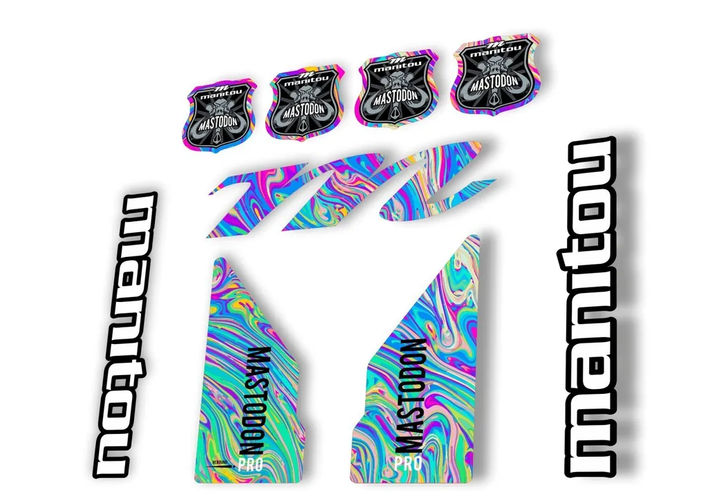 Manitou Mastadon Pro 2017 Fork Suspension Decal Kit Sticker Oil Slick 1