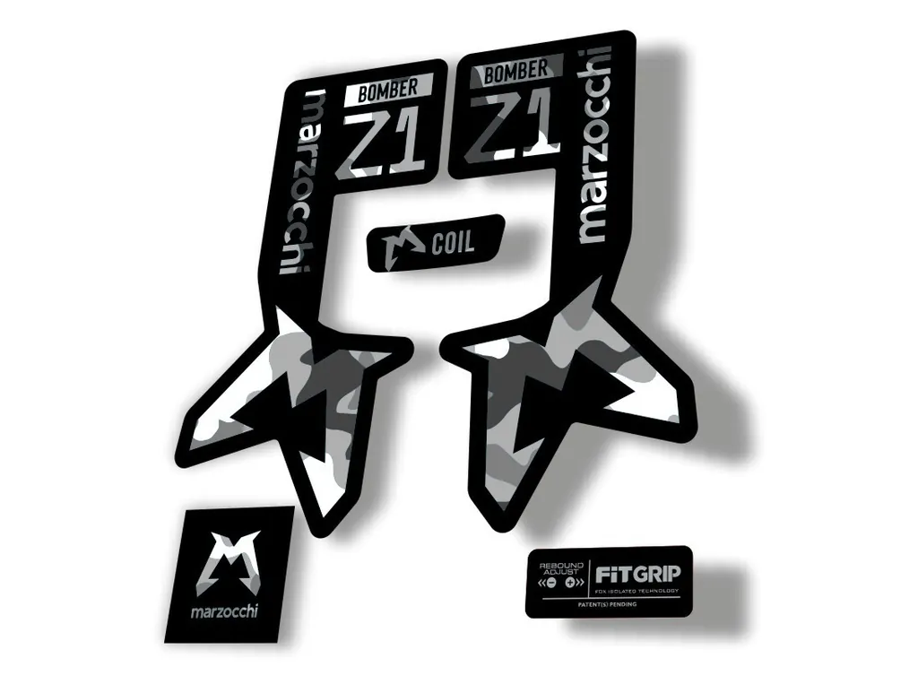 Marzocchi Bomber Z1 2025 2025 Fork Suspension Sticker Decal Kit  White Camo