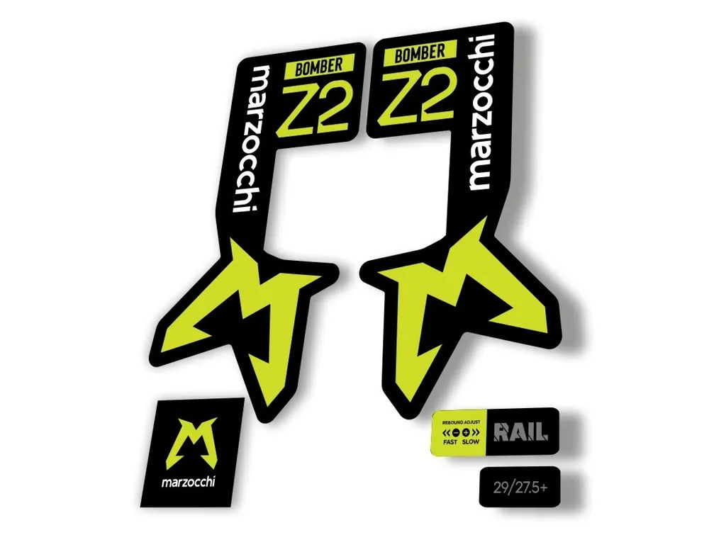 Marzocchi Bomber Z2 2025 Fork Suspension Sticker Decal Kit Adhesive Lime Green