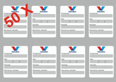 50x VALVOLINE Oil Change Service Reminder Decal Stickers Adhesive Labels Die Cut