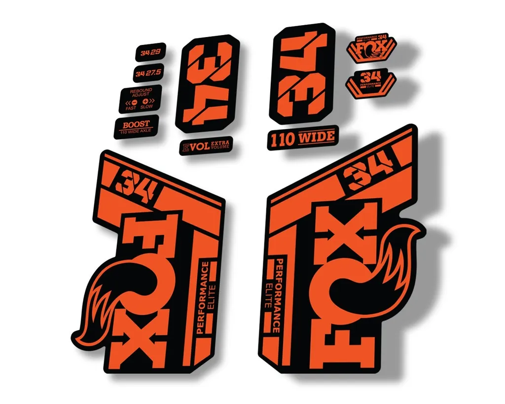 FOX 34 Performance Elite 2021 Factory Fork Decals Suspension Sticker Orange