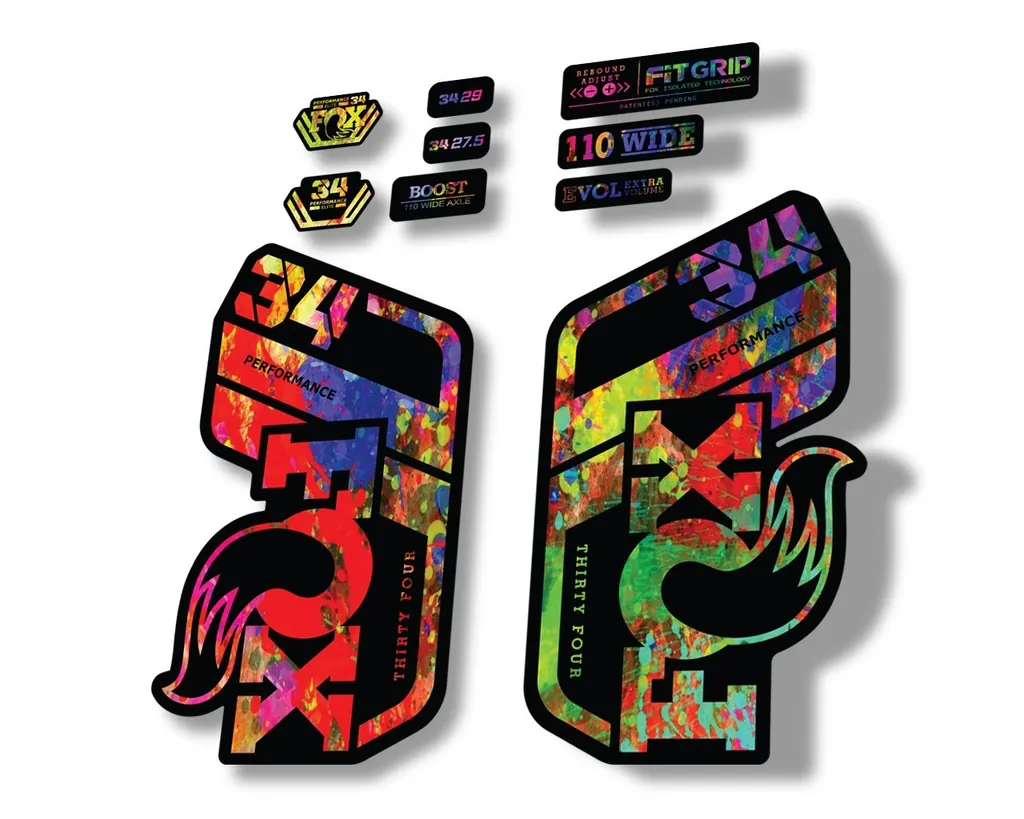 FOX 34 Performance 2021 Factory Fork Decals Suspension Sticker Oil Slick